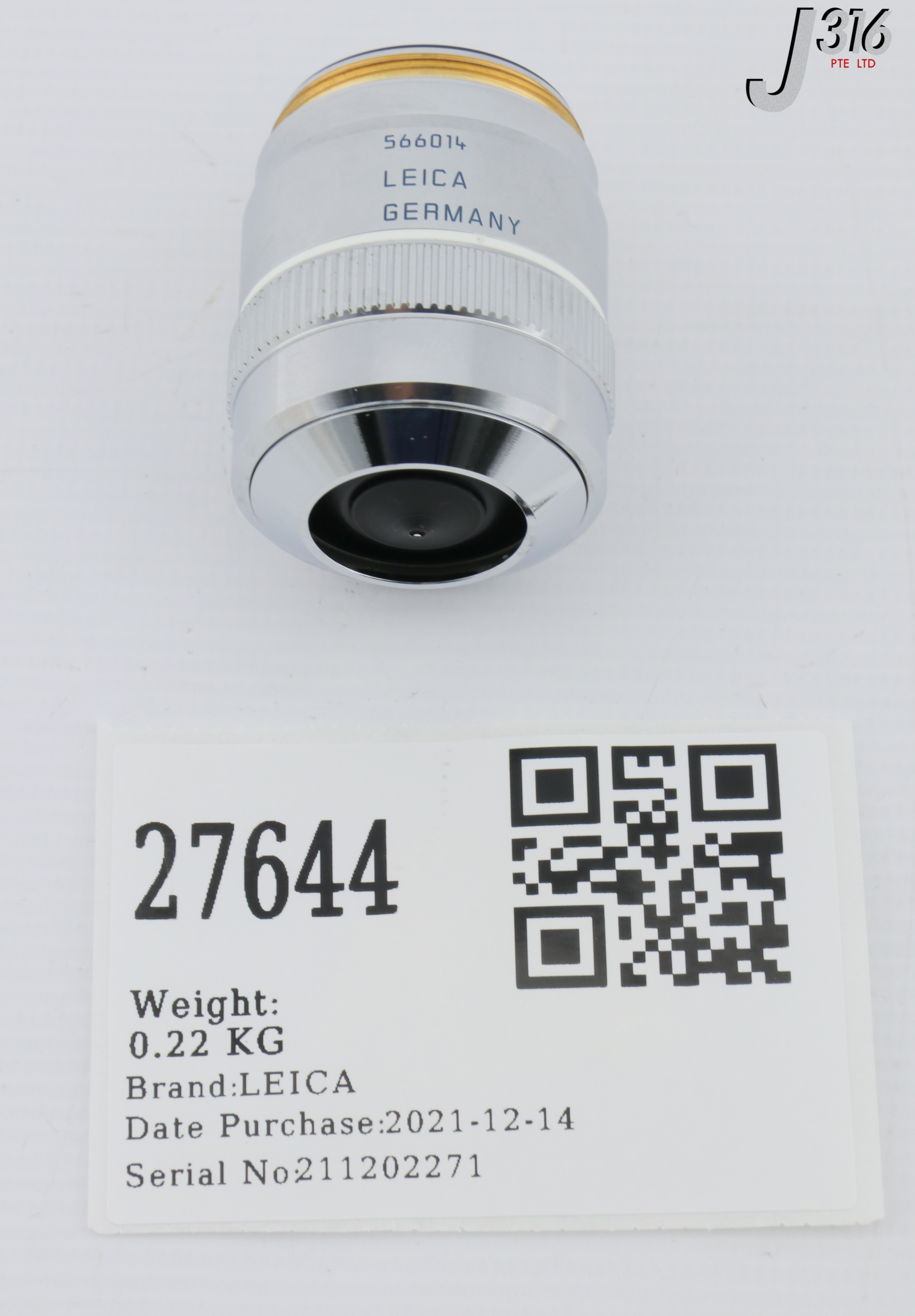 27644 LEICA PL APO MICROSCOPE OBJECTIVE LENS 100X/0.90 BD 566014